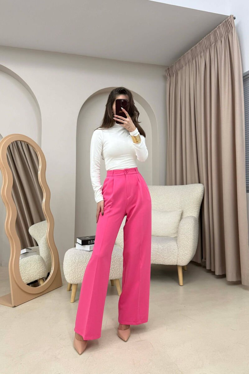 ONE COLOR SIMPLE WOMEN TROUSERS FUCHSIA/CIKLAMI - 2