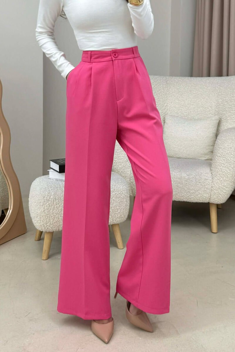 ONE COLOR SIMPLE WOMEN TROUSERS FUCHSIA/CIKLAMI - 3