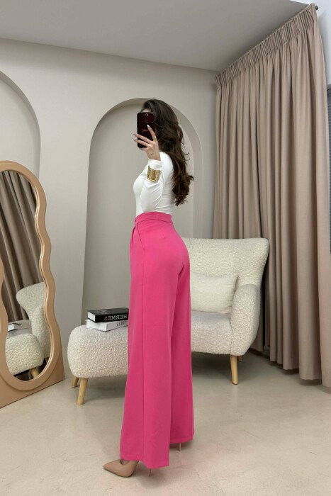 ONE COLOR SIMPLE WOMEN TROUSERS FUCHSIA/CIKLAMI - 4