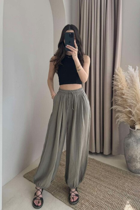 ONE COLOR SIMPLE WOMEN TROUSERS GREEN/JESHILE - 1
