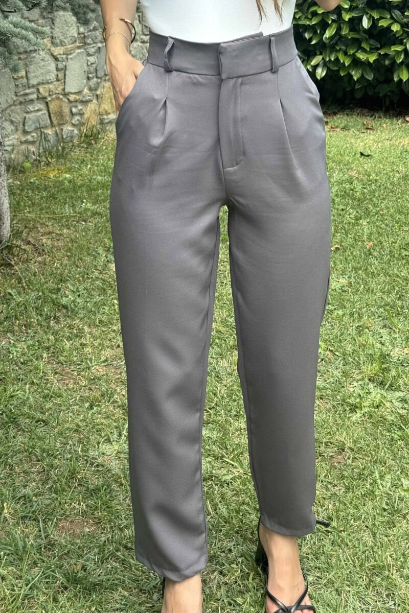 ONE COLOR SIMPLE WOMEN TROUSERS GREY/GRI - 1