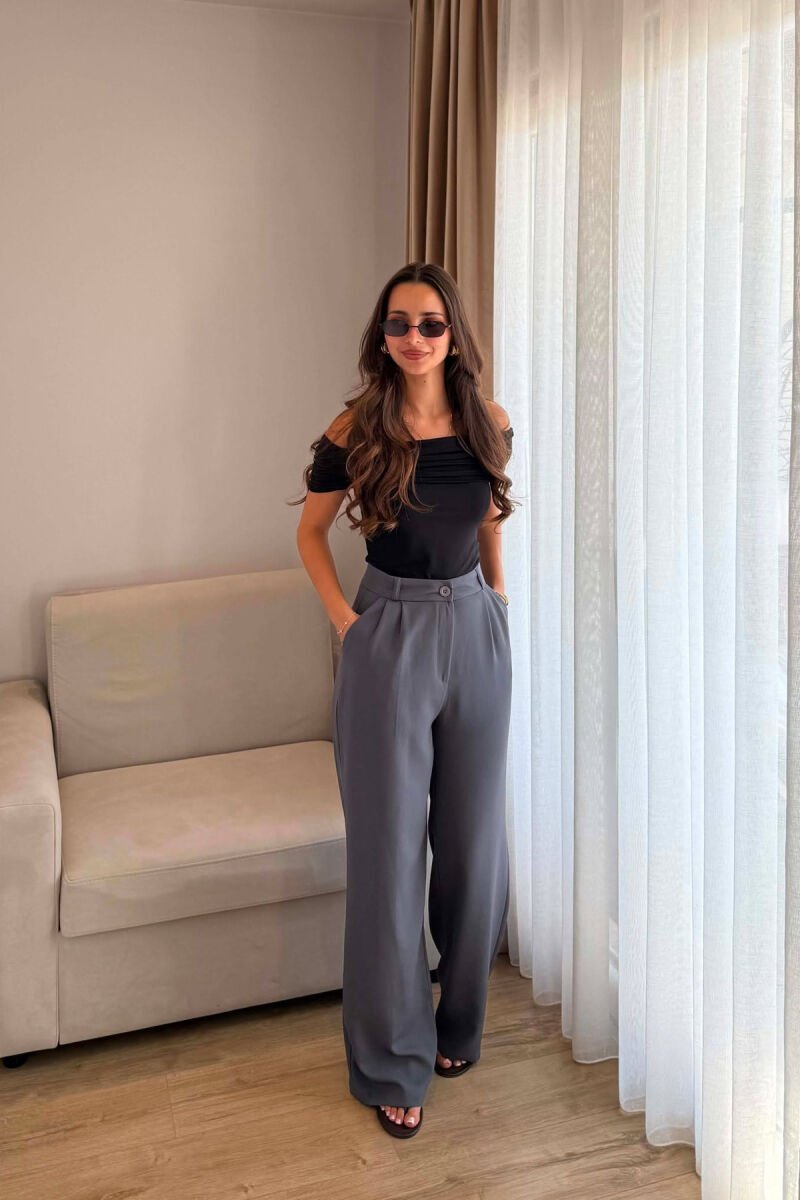 ONE COLOR SIMPLE WOMEN TROUSERS GREY/GRI - 4