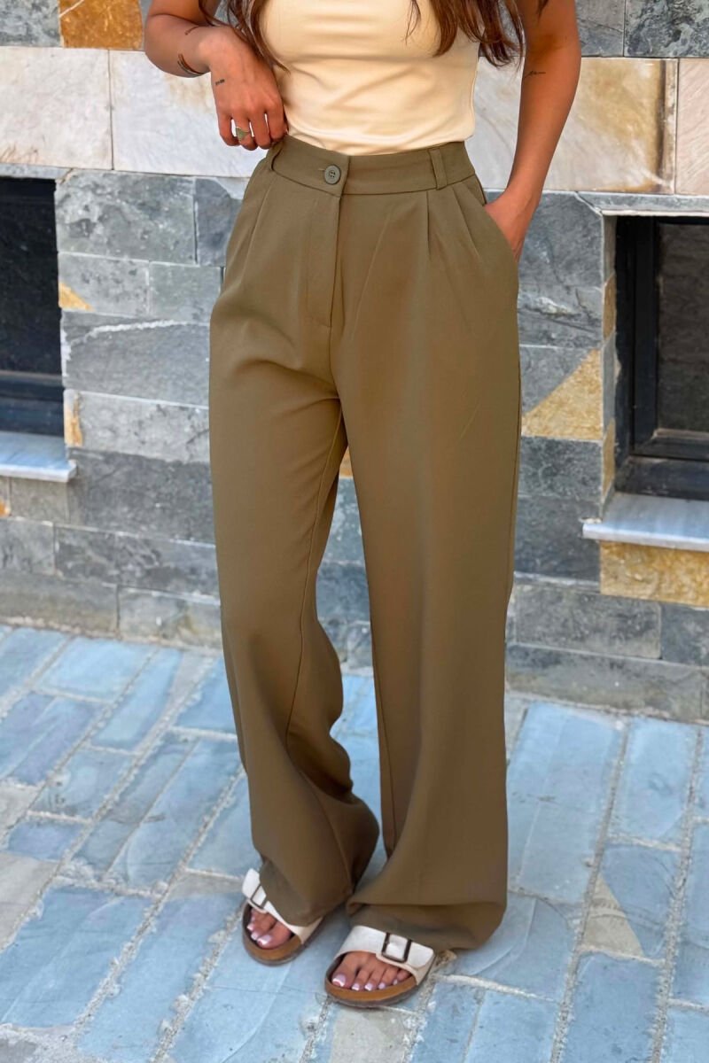 ONE COLOR SIMPLE WOMEN TROUSERS LIGHT GREEN/JEZB - 3