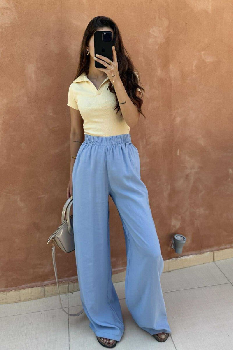 ONE COLOR SIMPLE WOMEN TROUSERS LIGHTBLUE/BZ - 2