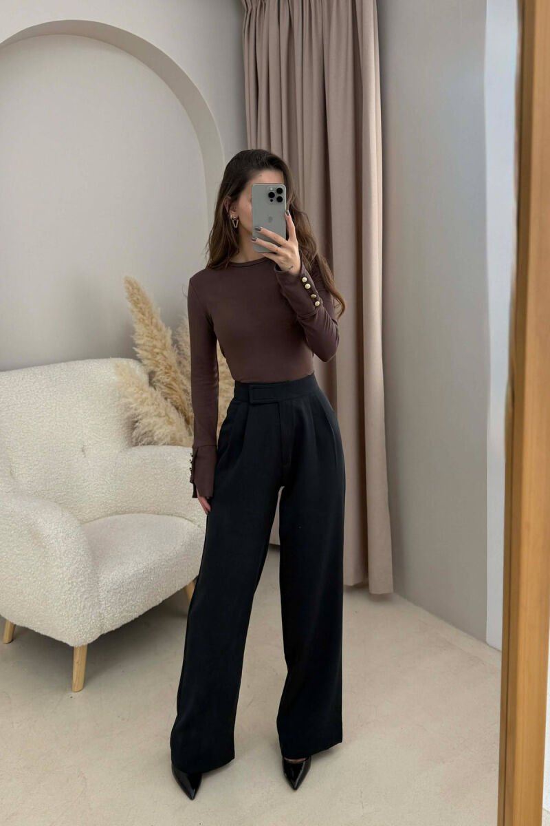 ONE COLOR SIMPLE WOMEN TROUSERS MIDNIGHT BLACK/ E ZEZE MESNATE - 2