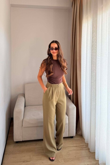 ONE COLOR SIMPLE WOMEN TROUSERS OLIVE/ULLI 