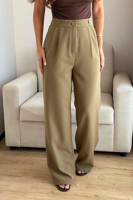 ONE COLOR SIMPLE WOMEN TROUSERS OLIVE/ULLI - 2