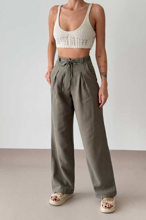 ONE COLOR SIMPLE WOMEN TROUSERS OLIVE/ULLI 