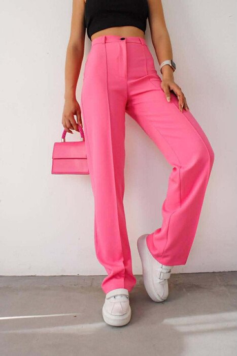 ONE COLOR SIMPLE WOMEN TROUSERS PINK/ROZE 