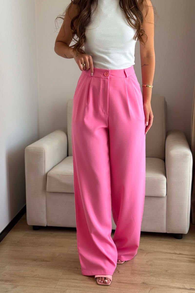 ONE COLOR SIMPLE WOMEN TROUSERS PINK/ROZE - 2