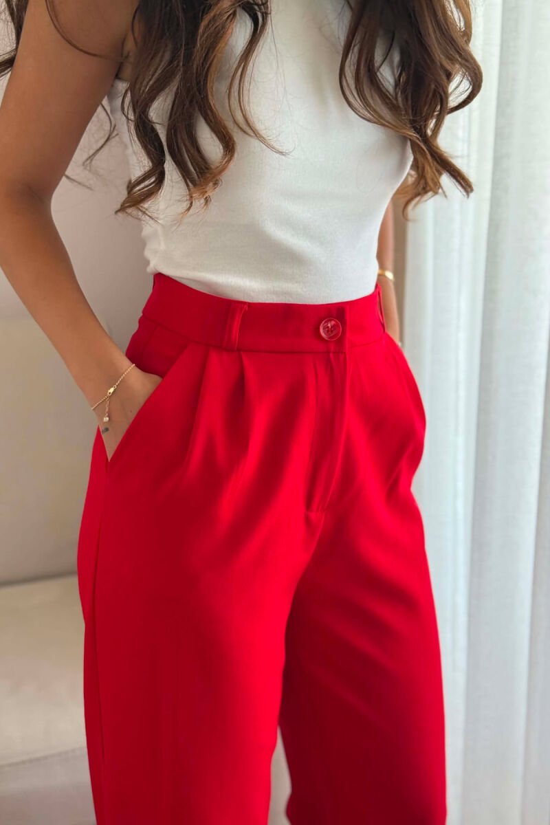 ONE COLOR SIMPLE WOMEN TROUSERS RED/E KUQE - 3