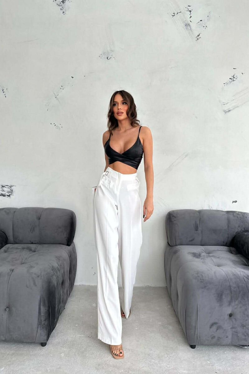 ONE COLOR SIMPLE WOMEN TROUSERS WHITE-E BARDHE - 1