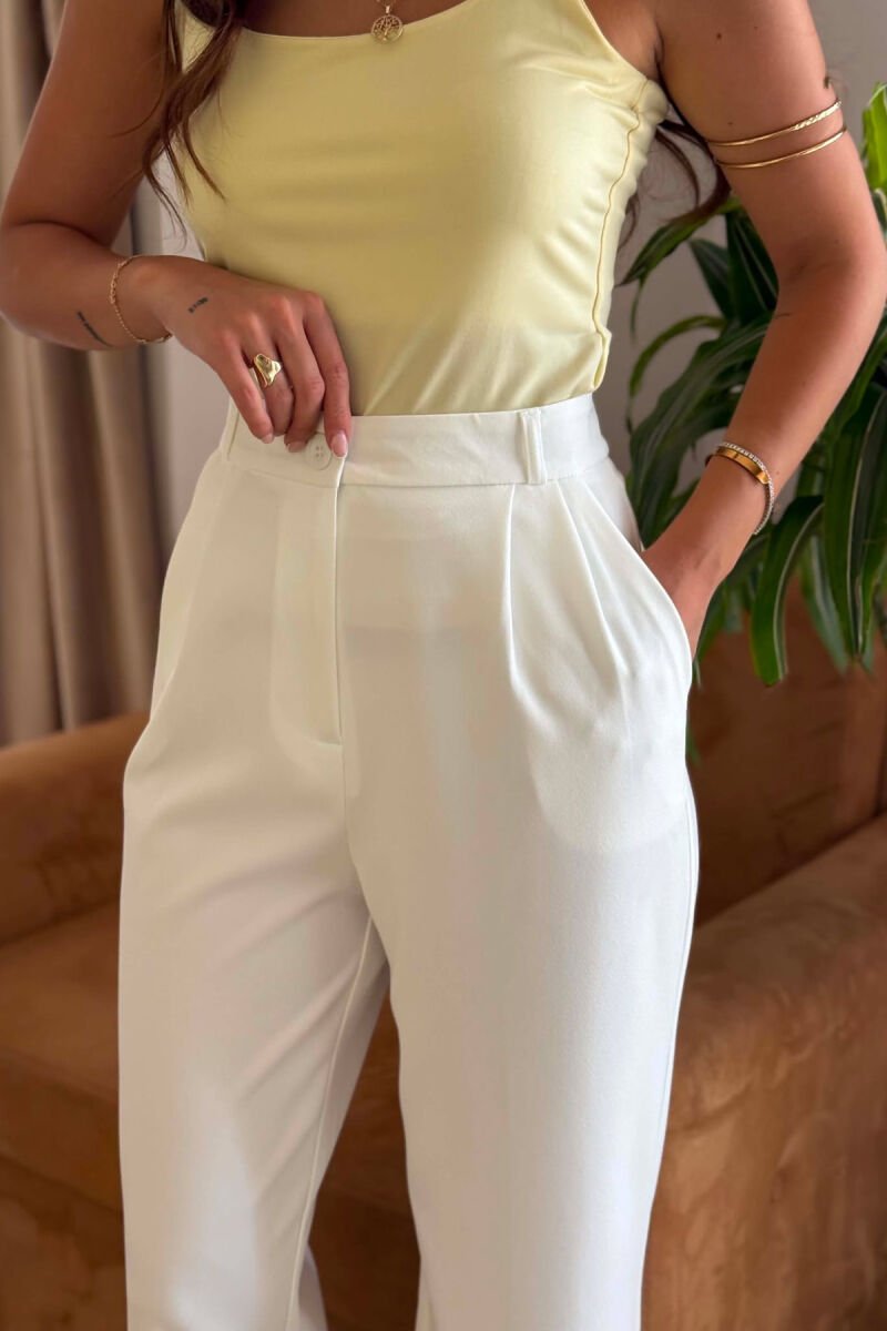 ONE COLOR SIMPLE WOMEN TROUSERS WHITE-E BARDHE - 4
