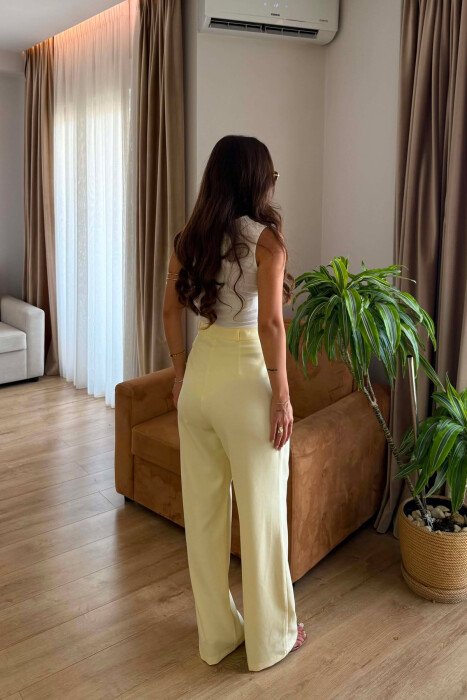 ONE COLOR SIMPLE WOMEN TROUSERS YELLOW/E VERDHE - 5