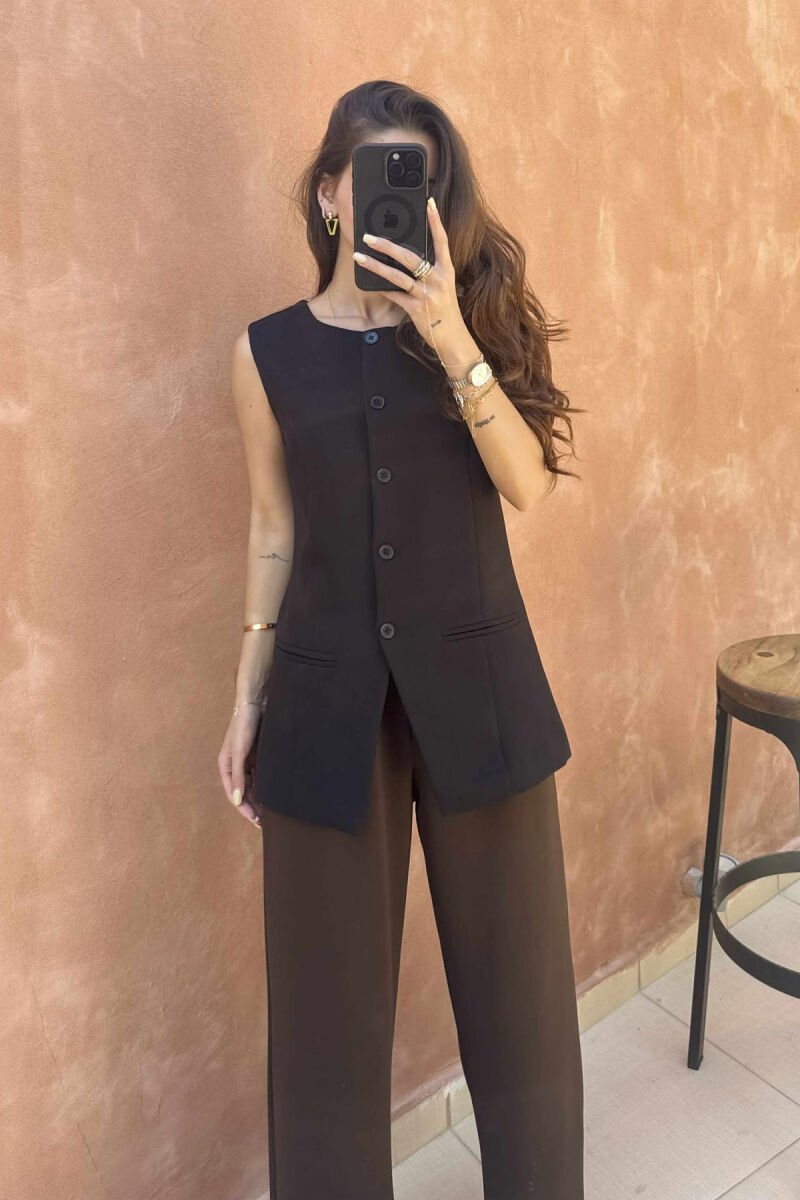 ONE COLOR SIMPLE WOMEN VEST BLACK/ E ZEZE - 2