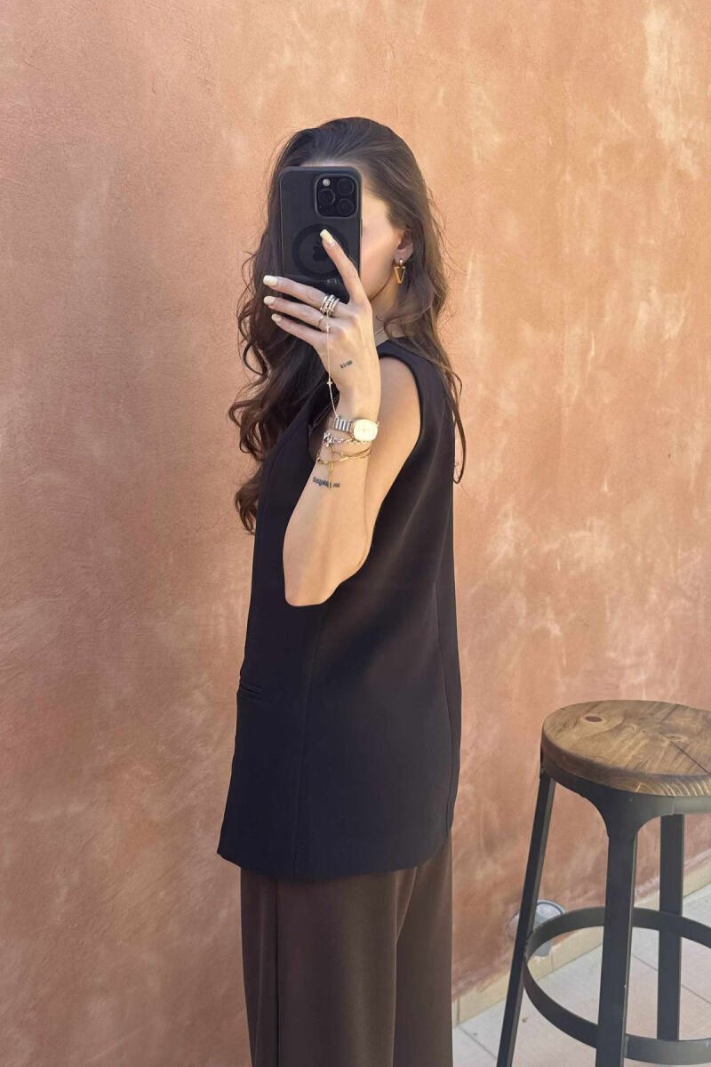 ONE COLOR SIMPLE WOMEN VEST BLACK/ E ZEZE - 3