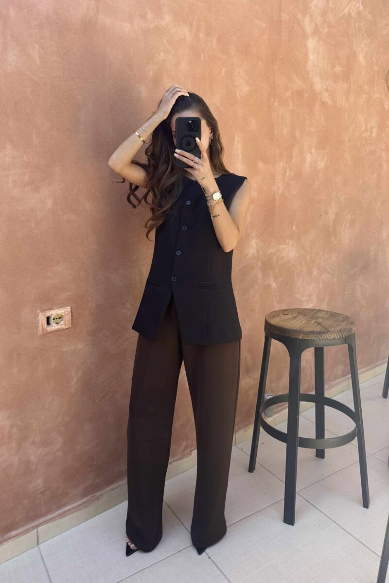 ONE COLOR SIMPLE WOMEN VEST BLACK/ E ZEZE - 4