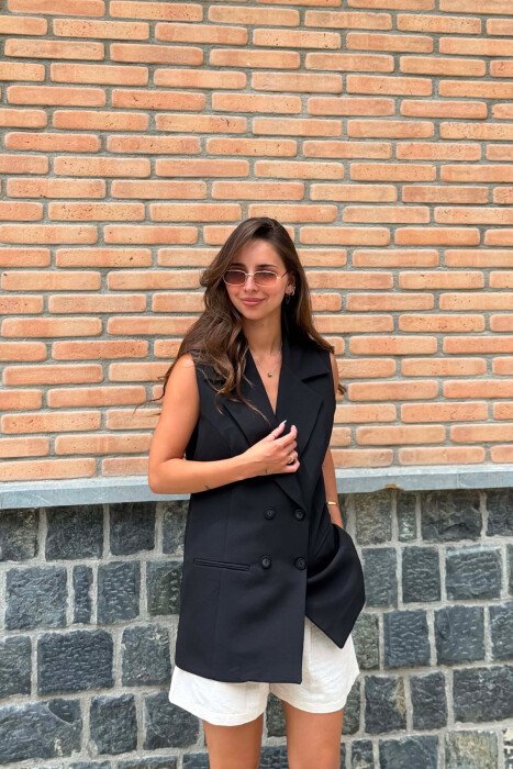 ONE COLOR SIMPLE WOMEN VEST BLACK/ E ZEZE 