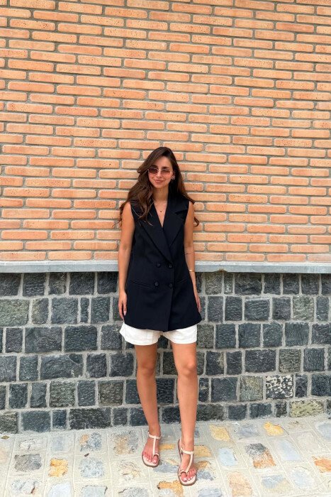 ONE COLOR SIMPLE WOMEN VEST BLACK/ E ZEZE - 4