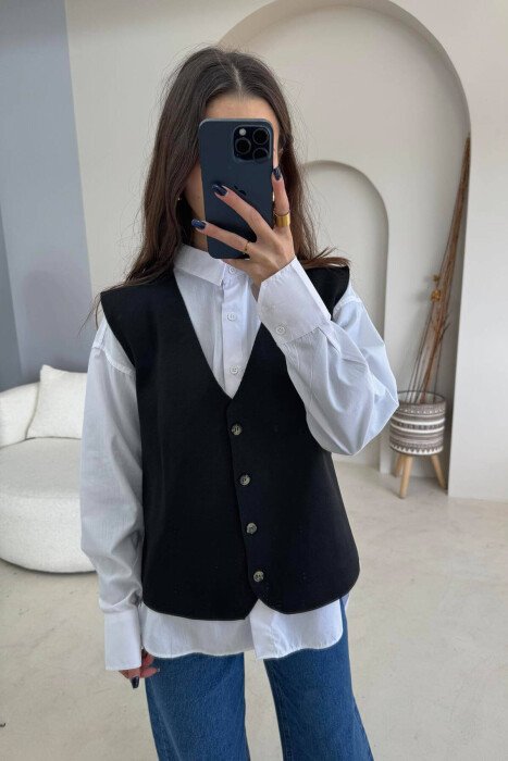 ONE COLOR SIMPLE WOMEN VEST BLACK/ E ZEZE - KLAUDIO FASHION