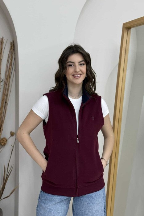 ONE COLOR SIMPLE WOMEN VEST BURGUNDY/VISHNJE - 2