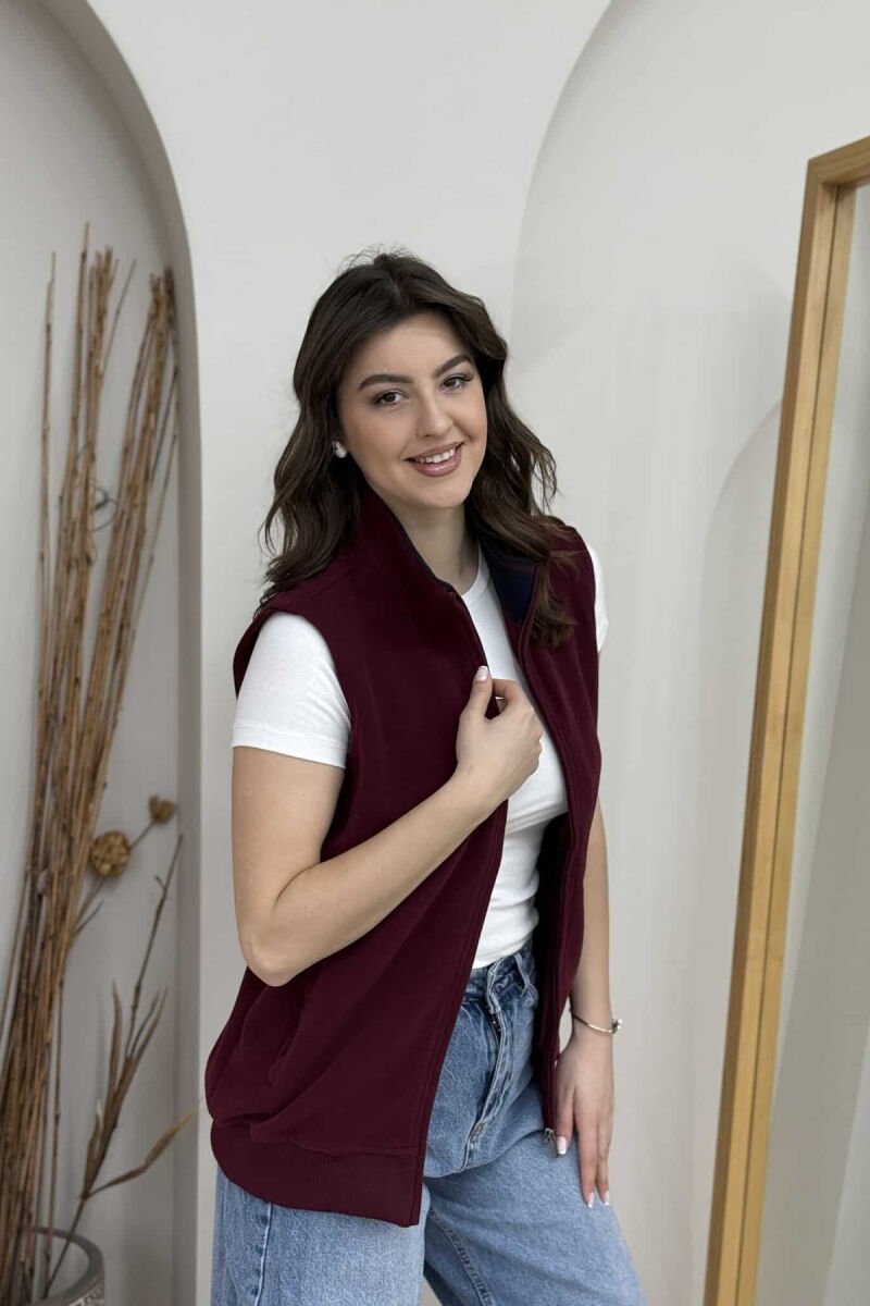 ONE COLOR SIMPLE WOMEN VEST BURGUNDY/VISHNJE - 3