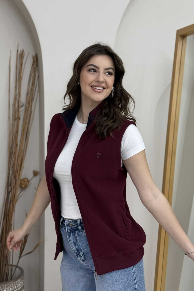 ONE COLOR SIMPLE WOMEN VEST BURGUNDY/VISHNJE - 4
