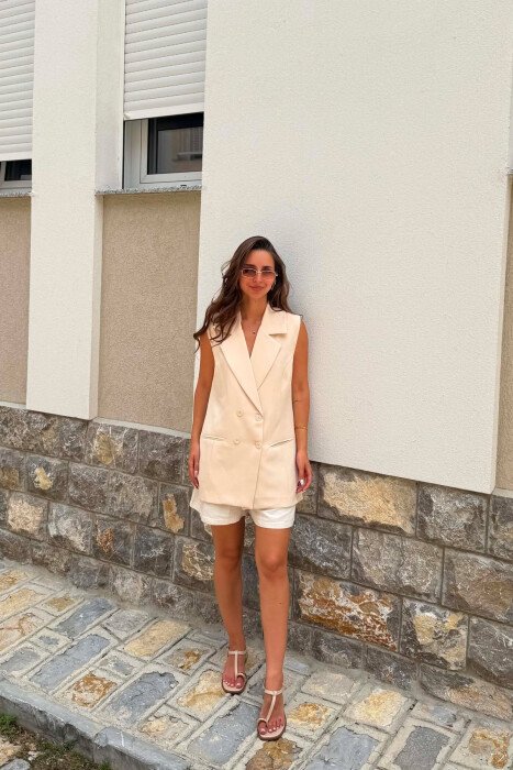 ONE COLOR SIMPLE WOMEN VEST CREAM/KREM - 5