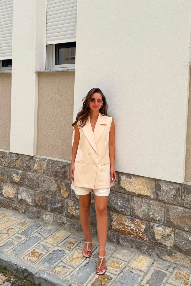 ONE COLOR SIMPLE WOMEN VEST CREAM/KREM - 5