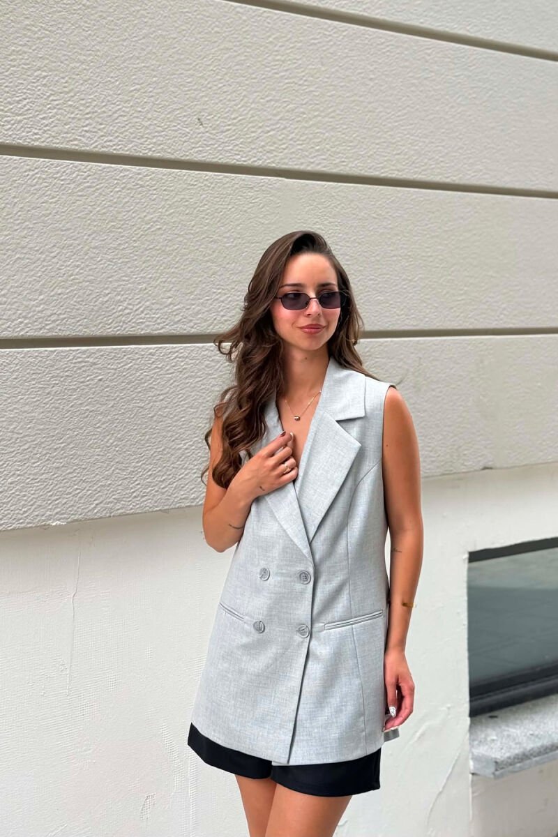 ONE COLOR SIMPLE WOMEN VEST LIGHT GREY/GZ - 3