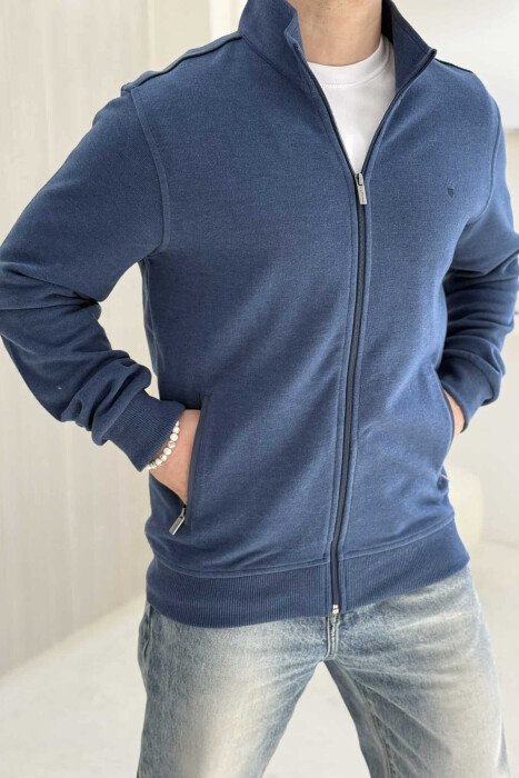 XHAKETË E THJESHTË NJËNGJYRËSHE ME JAKË ME ZINXHIR PËR MESHKUJ NË NGJYRËN BLU - KLAUDIO FASHION