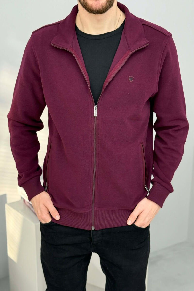 ONE COLOR SIMPLE ZIPPER MEN JACKET BURGUNDY/VISHNJE - 1