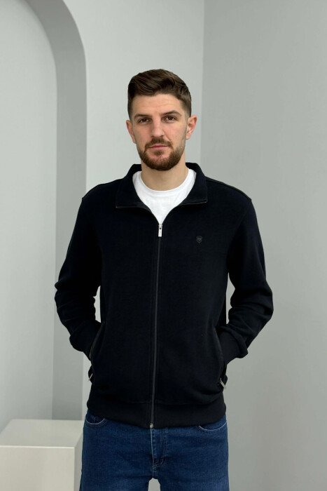 ONE COLOR SIMPLE ZIPPER MEN JACKET MIDNIGHT BLUE/BLU MESNATE - 2