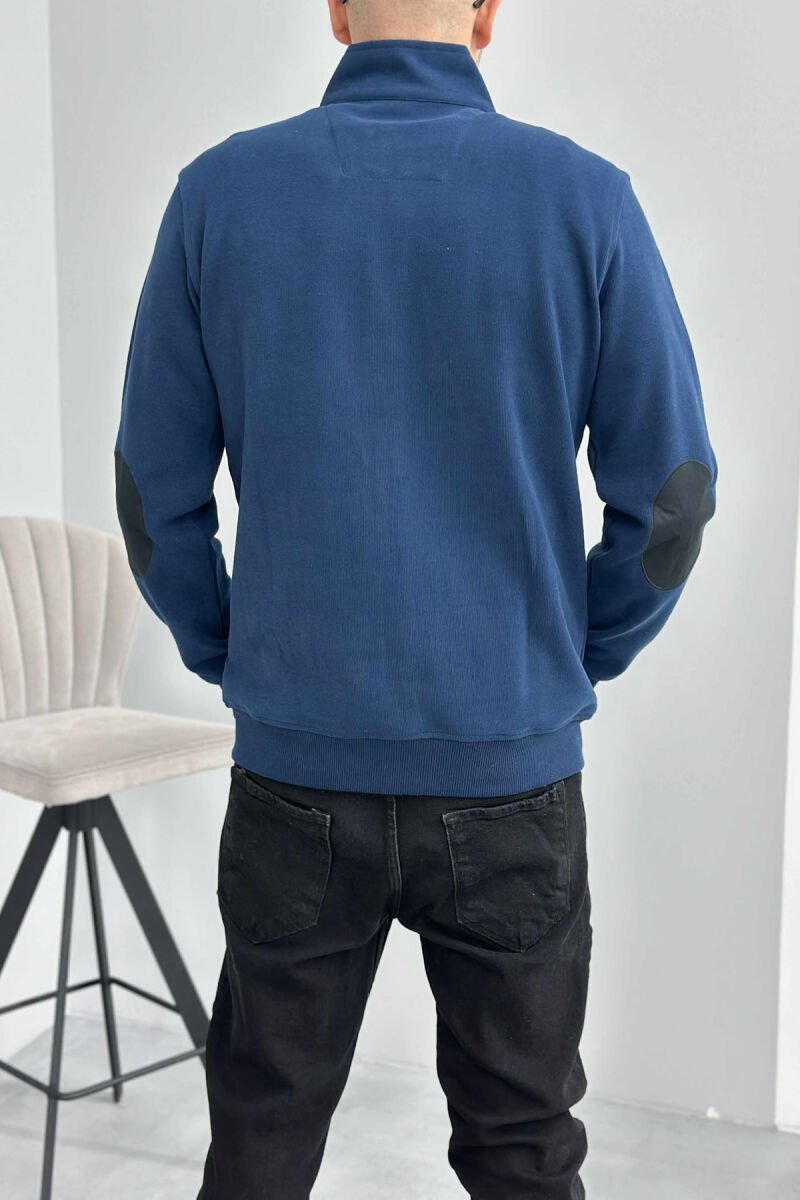ONE COLOR SIMPLE ZIPPER MEN JACKET NAVY BLUE/BLU MARINE - 6