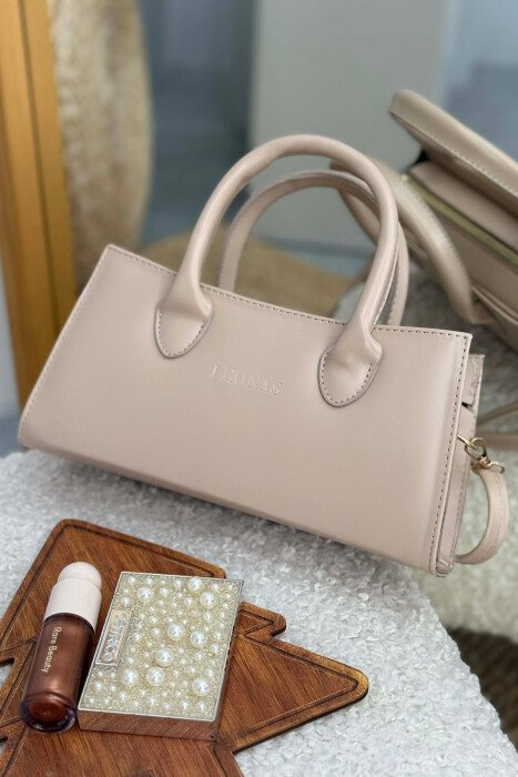 ONE COLOR SIMPLE ZIPPER WOMEN BAG BEIGE/BEZHE - 1