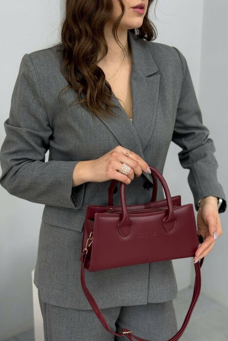 ONE COLOR SIMPLE ZIPPER WOMEN BAG BURGUNDY/VISHNJE - 4