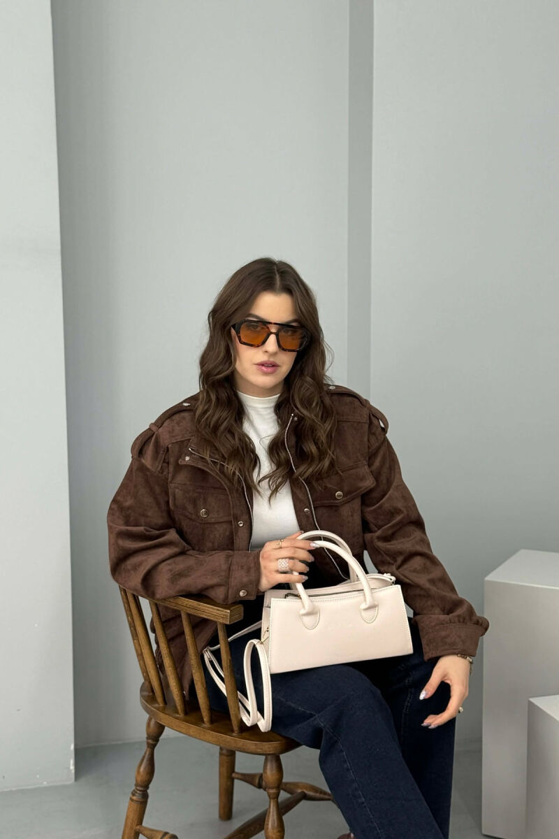 ONE COLOR SIMPLE ZIPPER WOMEN BAG CREAM/KREM - 2