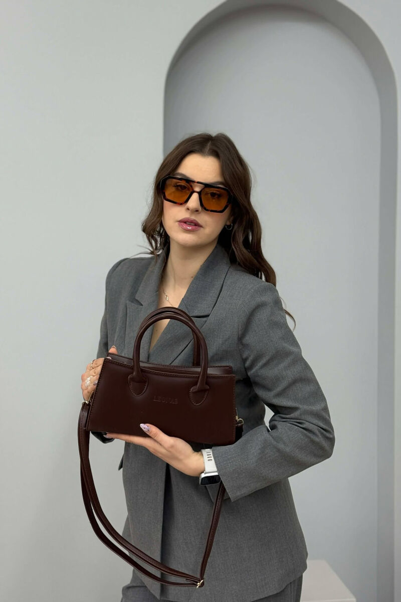 ONE COLOR SIMPLE ZIPPER WOMEN BAG DARK BROWN/KAE - 2