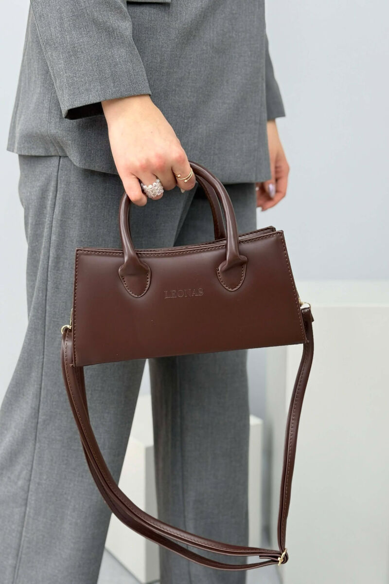 ONE COLOR SIMPLE ZIPPER WOMEN BAG DARK BROWN/KAE - 3