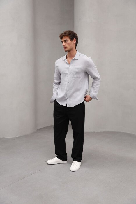 ONE COLOR SINGLE POCKET MEN SHIRT GREY/GRI - 4