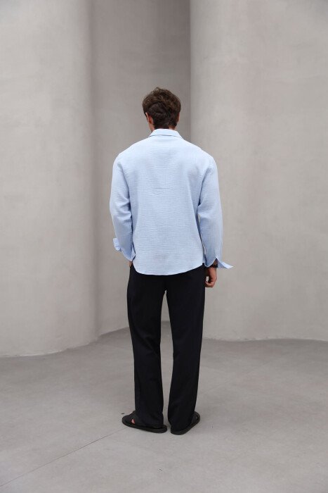 ONE COLOR SINGLE POCKET MEN SHIRT LIGHTBLUE/BZ - 6