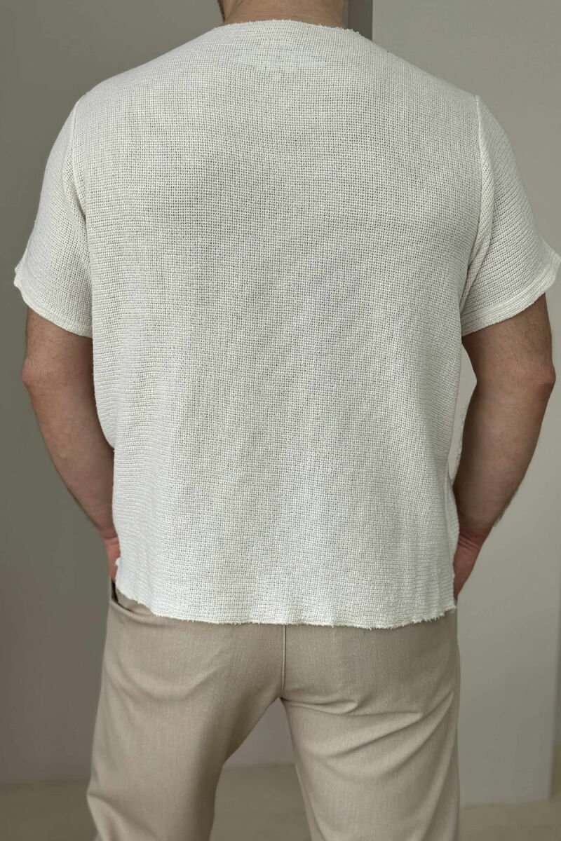 ONE COLOR SINGLE POCKET MEN T-SHIRT WHITE-E BARDHE - 4