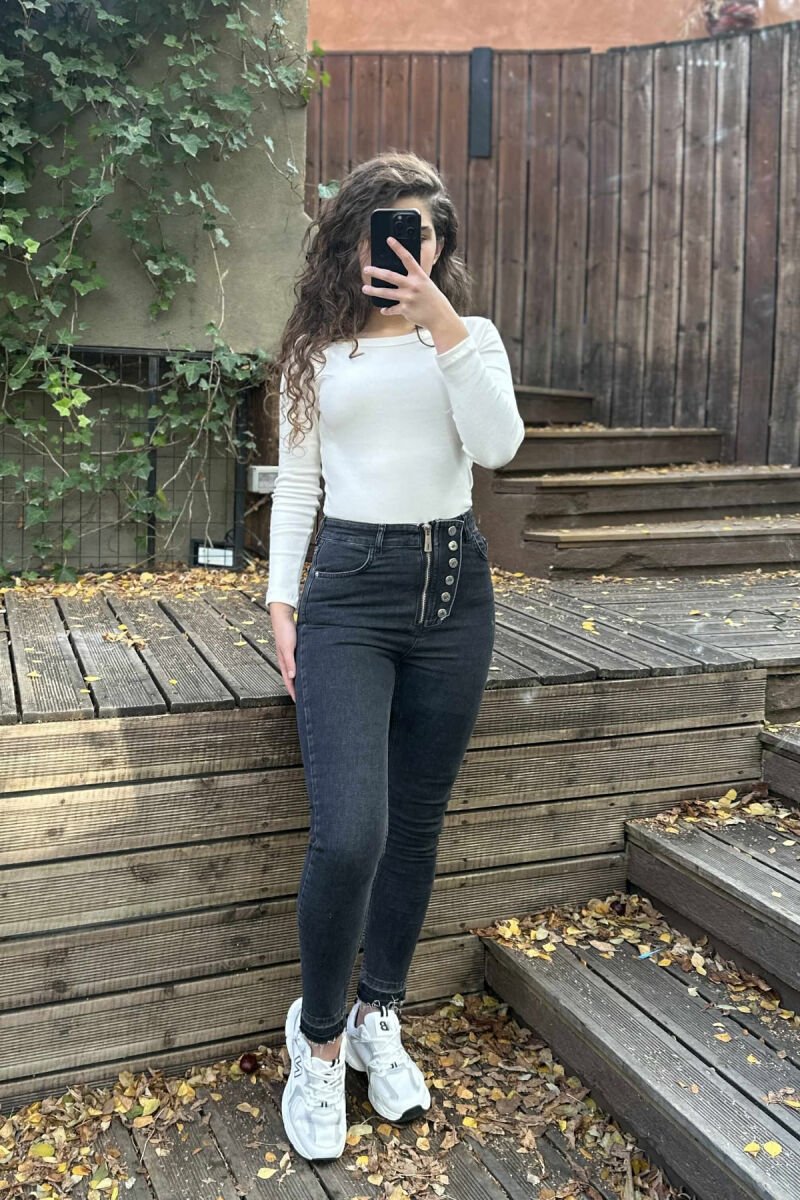 ONE COLOR SKINNY WOMEN JEANS DARK GREY/GEE - 2