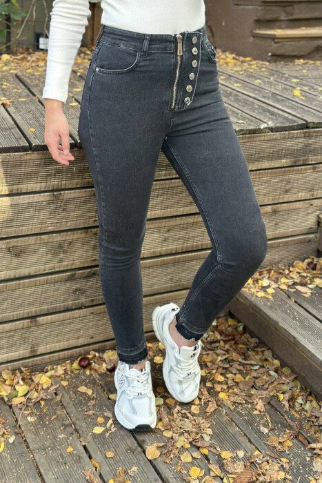 ONE COLOR SKINNY WOMEN JEANS DARK GREY/GEE - 1