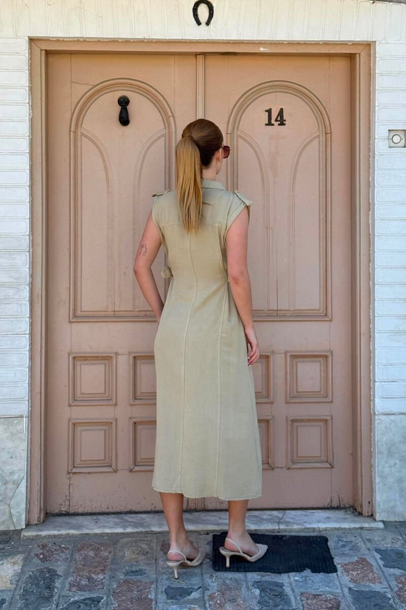 ONE COLOR SLEEVELESS GOLD BUTTONS WOMAN DRESS MINT/MENTE - 2
