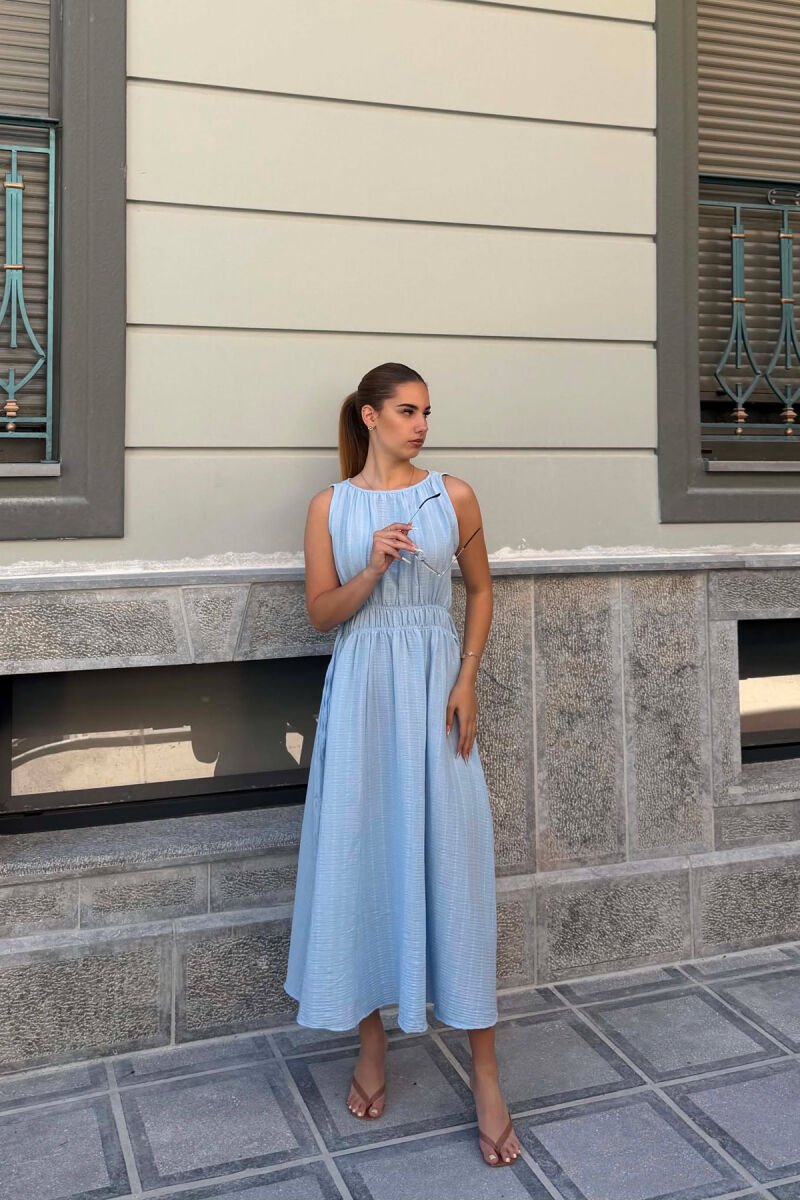 ONE COLOR SLEEVELESS LONG WOMAN DRESS BABY BLUE/BLU BY - 1