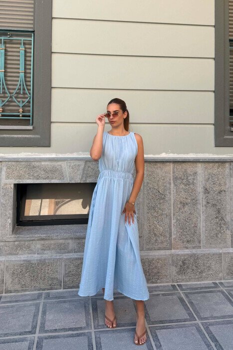 ONE COLOR SLEEVELESS LONG WOMAN DRESS BABY BLUE/BLU BY - 2