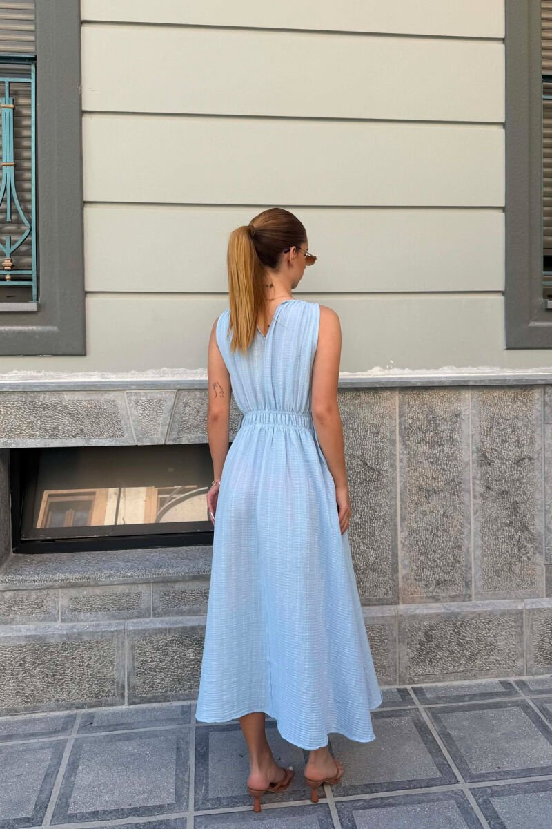 ONE COLOR SLEEVELESS LONG WOMAN DRESS BABY BLUE/BLU BY - 3