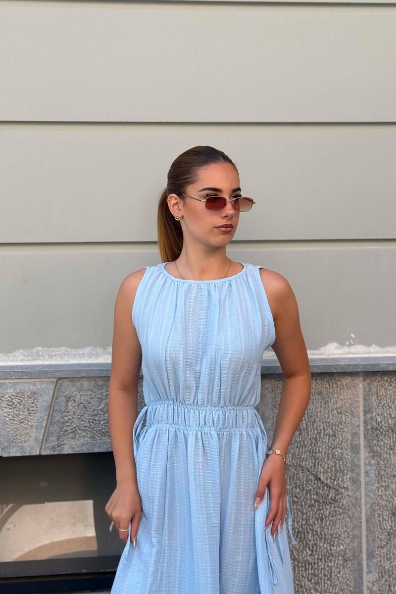 ONE COLOR SLEEVELESS LONG WOMAN DRESS BABY BLUE/BLU BY - 5