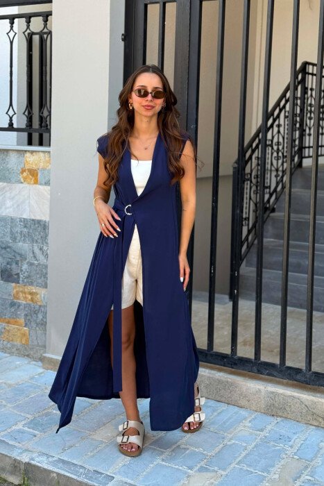ONE COLOR SLEEVELESS LONG WOMAN DRESS BLUE/BLU 